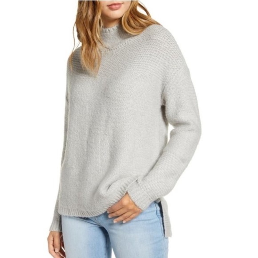 Caslon Mock Neck High Low Sweater